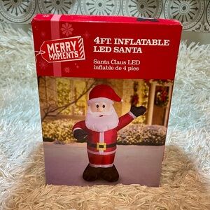 Inflatable LED Christmas Santa Claus Merry Moments 4 Foot Tall, New In Box